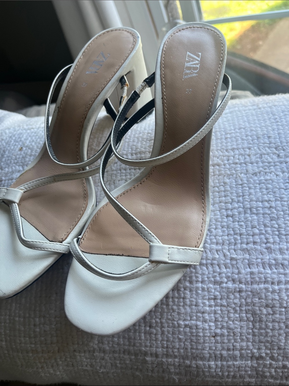Zara white Strappy Heeled Sandals